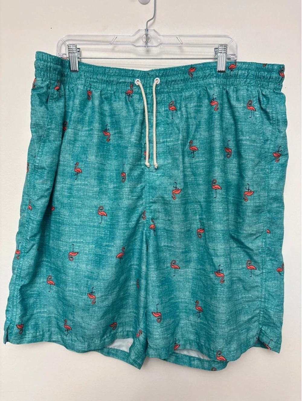 Old Navy Men’s XXL Teal Flamingo Print Swim Trunks Board Shorts